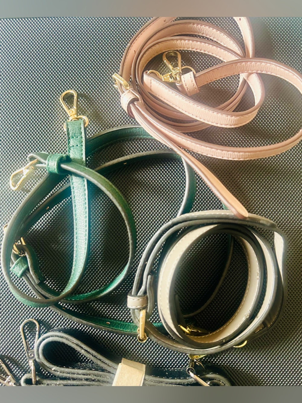 Leather Crossbody Straps - Green, Black, Pink& Taupe Set of 4 DKNY, & DUNE